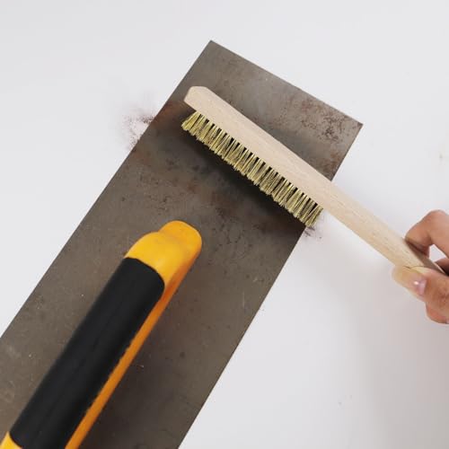 MAXMAN Brass Brush, Soft Brass Bristle Wire Brush for Cleaning Metal Rust, Welds, Home and Kitchen, Wire Scratch Brushes with 10" Beechwood Handle - style: 5 rows 20 bristles 1PCS