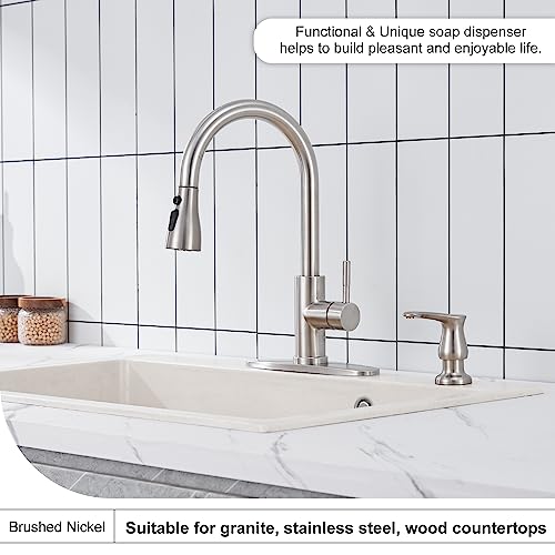 GAGALIFE Kitchen Sink Soap Dispenser Brushed Nickel, Under Sink Soap Dispenser with 40" Silicone Extension Tube, Say Goodbye to Frequent Refills - color: Brushed Nickel, size: with Hose
