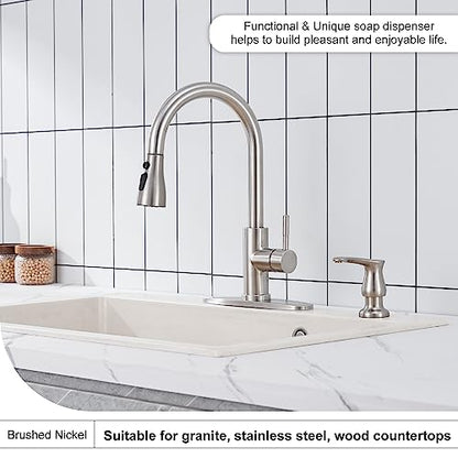 GAGALIFE Kitchen Sink Soap Dispenser Brushed Nickel, Under Sink Soap Dispenser with 40" Silicone Extension Tube, Say Goodbye to Frequent Refills - color: Brushed Nickel, size: with Hose