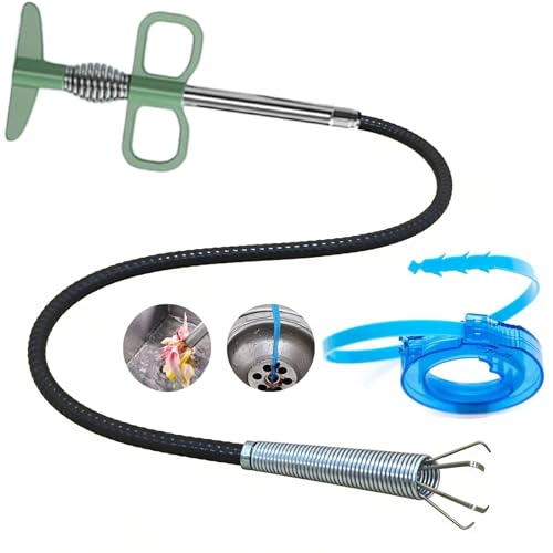 35" Flexible Drain Snake Grabber Tool, Upgraded Hair Clog Remover for Sink, Shower & Bathtub, Easy Reach Plumbing Weasel