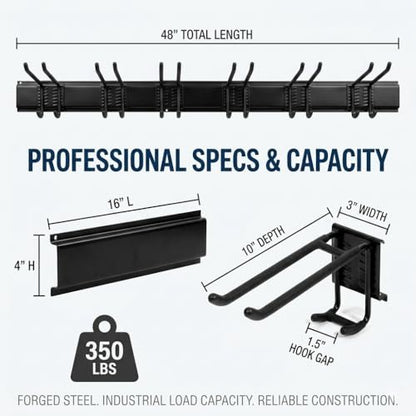 Aking Ace 96-Inch Heavy Duty Wall Mount Garden Tool Organizer for Garage | Adjustable hangers perfect for shovels, rakes, and Garage Tools, Heavy-duty rack holds 350lbs. Ideal for shed organization - size: 96inch