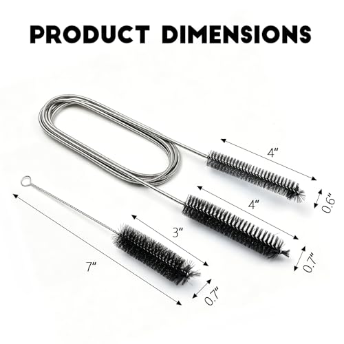 2PCS Flexible Long Drain Brush, 78 Inch Nylon Stainless Steel Tube Cleaning Brush, Slim Long Hose Pipe Cleaning Tool for Auto Sunroof Drain Hole, Car Fridge, Kitchen Sink (Double End-Black) - color: Double End-black