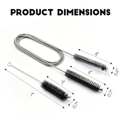 2PCS Flexible Long Drain Brush, 78 Inch Nylon Stainless Steel Tube Cleaning Brush, Slim Long Hose Pipe Cleaning Tool for Auto Sunroof Drain Hole, Car Fridge, Kitchen Sink (Double End-Black) - color: Double End-black