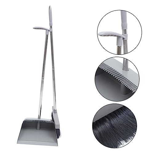 Broom Dustpan Set for Home Kitchen and Outdoor Use 33.5 Long Handled Broom & Heavy Duty Metal Dustpan Upright Design for Easy Cleaning