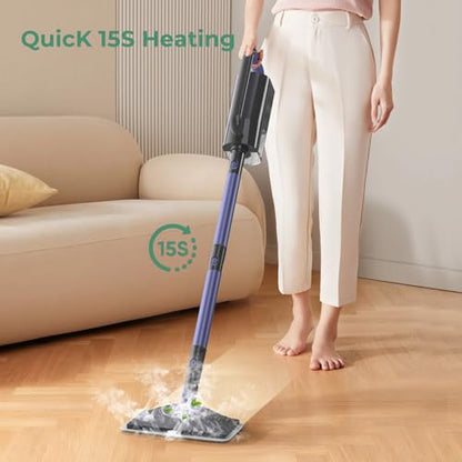 6-in-1 Steam Mop with Detachable Handheld Steamer Professional Steam Mop for Floor Cleaning, Sanitizing Steam Cleaner with Hot Vapor Technology Amethyst