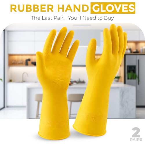 LADWA Non-Slip Household Cleaning Reusable Dishwashing Gloves for Kitchen Gardening Flexible Long-lasting Waterproof Gloves - color: Yellow, size: Pack of 1