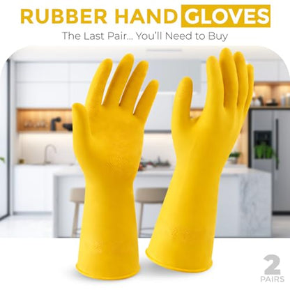 LADWA Non-Slip Household Cleaning Reusable Dishwashing Gloves for Kitchen Gardening Flexible Long-lasting Waterproof Gloves - color: Yellow, size: Pack of 5