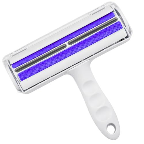 Reusable Pet Hair Remover Roller - Dog and Cat Hair on Couch, Bedding, Car, Rugs & Furniture - Portable and Eco-Friendly (White/Purple) - color: White/Purple
