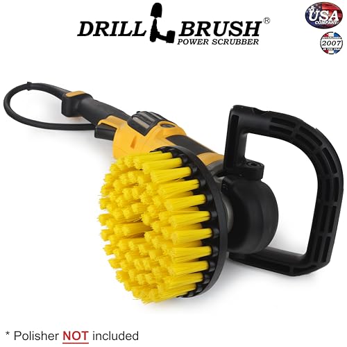 Bathroom Accessories - Cleaning Supplies - Boat Brush - Deck Scrub Brush – 7in - Medium Yellow Bristles - Variable Speed Polisher - 5/8 x 11 Threaded Hub - Tile - Shower Cleaner - Porcelain – Flooring - color: Yellow