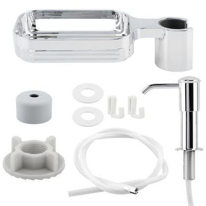 Soap Dispenser for Kitchen Sink, Built in Soap Dispenser Pump with Sponge Holder,Under Counter Brushed Nickel ABS Pump Head with 40" Extension Tube Kit(Silver) - color: Silver