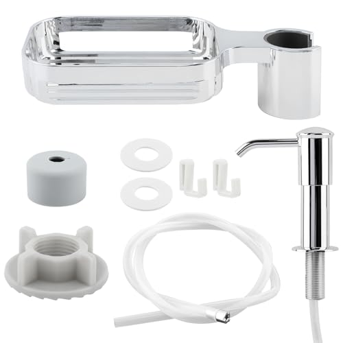 Soap Dispenser for Kitchen Sink, Built in Soap Dispenser Pump with Sponge Holder,Under Counter Brushed Nickel ABS Pump Head with 40" Extension Tube Kit(Silver) - color: Silver