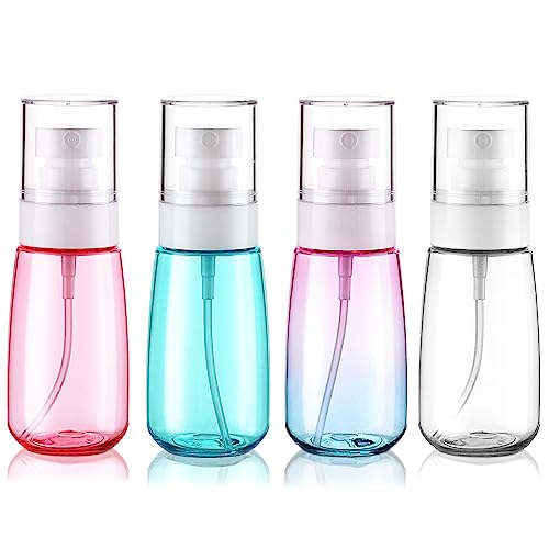 Cosywell Fine Mist Spray Bottles TSA Approved 2oz 60ml 4 Pack Leak Proof Fine Mist Spray Bottles Empty Plastic Refillable Mist Sprayer for Perfume Essential Oils Toners Rose Water Cosmetics(4Colors) - color: 4 Assorted Colors, size: 2 oz