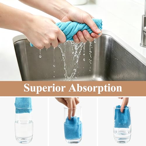 30 Pack Microfiber Cleaning Cloths, Dish Towels for Kitchen, Cleaning Rags for Car, Window, Bathroom, Household, Ultra Absorbent Cleaning Supplies Lint Free Streak Free, Reusable & Washable (Blue) - color: Blue