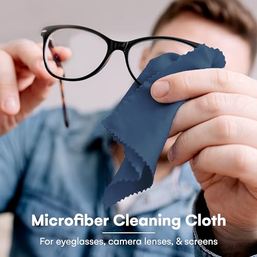 Care Touch Eyeglass Cleaning Cloth - 12 Pack of Microfiber Cleaning Cloth for Glasses, Lenses, Phones and Screens - Large, Lint-Free, Reusable and Scratch-Free - 6 x 7 Inches - Navy - color: Navy, style: 12 Count
