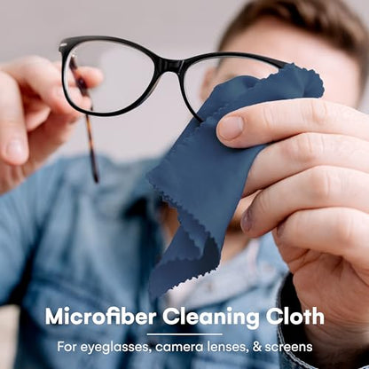Care Touch Eyeglass Cleaning Cloth - 12 Pack of Microfiber Cleaning Cloth for Glasses, Lenses, Phones and Screens - Large, Lint-Free, Reusable and Scratch-Free - 6 x 7 Inches - Navy - color: Navy, style: 12 Count