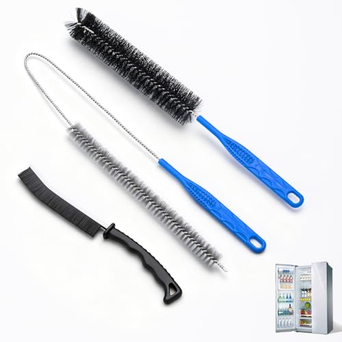3 PCS Refrigerator Coil Cleaning Brush, Flexible Cleaner Brush Set for Refrigerator Coil, Multi-Use Lint and Dust Remover, with Crevice, Long and Detailing Brushes, Cleaning Tool Set