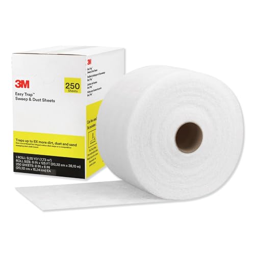 3M Easy Trap Sweep and Dust Sheets, 1 Roll of 250 8" x 6" Sheets, Disposable Easy Sweep Floor Duster, Picks Up 8x More Dirt, Dust, Sand, Hair, Works on Dry or Wet Surfaces, 55654W - size: 1 Roll of 250 8" x 6" Sheets
