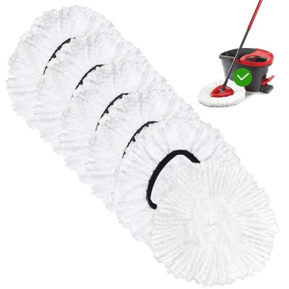 Spin Mop Replacement Head Mop Refill Compatible with Oceda Triangle Swivel Mops Microfiber Swivel Mop Refill,Deep Clean,Machine Washable and Easy to Replace - color: White, size: 6 Count (Pack of 1)