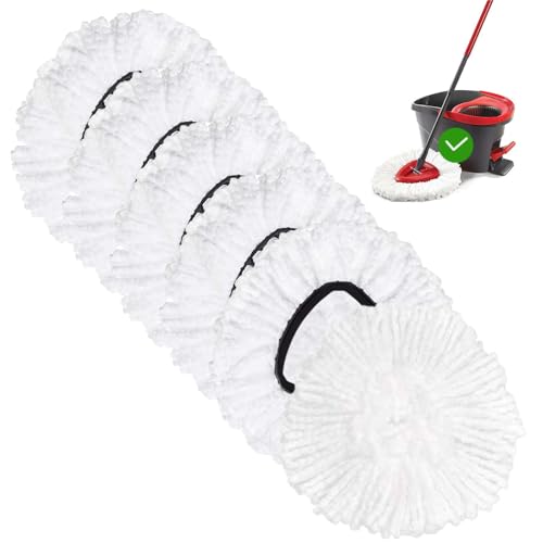 Spin Mop Replacement Head Mop Refill Compatible with Oceda Triangle Swivel Mops Microfiber Swivel Mop Refill,Deep Clean,Machine Washable and Easy to Replace - color: White, size: 6 Count (Pack of 1)