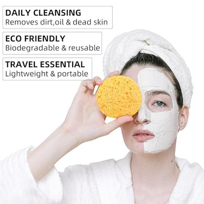 120-Count Compressed Facial Sponges|Kickleen 100% Natural Cellulose Cosmetic Spa Sponges for Daily Facial Cleansing|Makeup And Mask Removal|Exfoliating|Skin Massage|Pore Exfoliation (120Count(Yellow)) - color: 120 Count(yellow)
