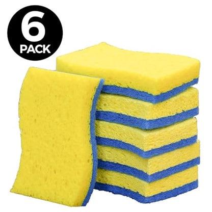 6-Pack Non-Scratch Kitchen Sponges – Durable Dish Sponges for Dishes, Pots, and Pans, Perfect for Cleaning Stainless Steel, Dishwashing, and More, Blue & Yellow - color: Blue Yellow