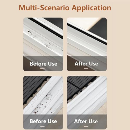 2 in1Groove Cleaning Brush Window Track Cleaning Tools,Multifunction Hard Bristle Crevice Cleaning Brush with Hidden Scraper,Grout Cleaner Grip Brush for Sliding Door Track,Window Sill,Window Seal