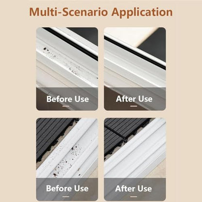 2 in1Groove Cleaning Brush Window Track Cleaning Tools,Multifunction Hard Bristle Crevice Cleaning Brush with Hidden Scraper,Grout Cleaner Grip Brush for Sliding Door Track,Window Sill,Window Seal