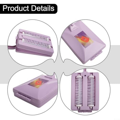 Handheld Carpet Cleaning Brush with Dual Sweeper Rollers for Crumbs and Dust on Sofa, Bed, Table, and Rugs, Purple(purple) - color: Purple