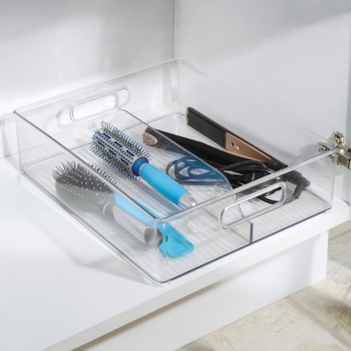 iDesign Divided Pantry Bin with Handle, Clear | For Pantry, For Refrigerator, For Freezer - style: Pack of 1