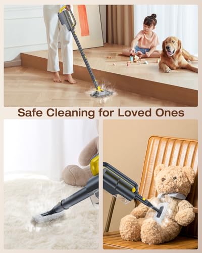 10-in-1 Steam Mop with Detachable Handheld Steamer,350ml Tank, 10s Heat-Up, 248°F Steam Cleaner, 2-Level Control and Swivel Head for Floor,Carpet,Tiles, BBQ grill,Car Accessories Dark Grey - color: Dark Grey