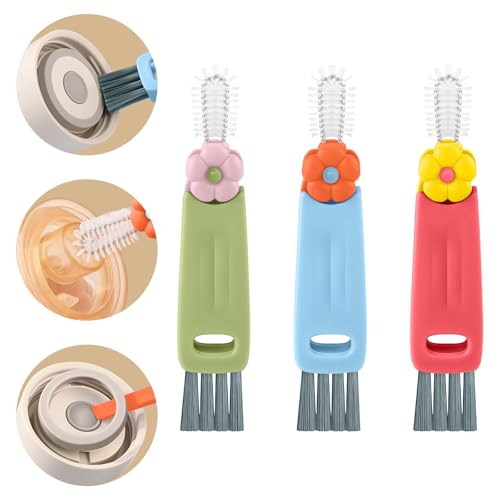 3 in 1 Cup Lid Cleaning Brush Set, Multifunctional Bottle Crevice Cleaning Brush, Portable Cup Lid Gap Cleaner, Water Bottle Cleaner Brush, Home Kitchen Cleaning Tools