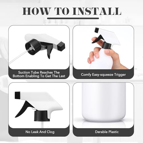 Tanlade 30 Pcs Plastic Spray Bottles 16 oz Leak Proof Squirt Bottle Refillable Empty Spray Water Mist Sprayer with Nozzles for Hair Essential Oil Cleaning Solutions Plants Pets (Black) - color: Black,White