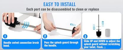 Ceramic Toilet Brush & Holder Set - Freestanding Deep-Cleaning Toilet Bowl Cleaner Brush, Stainless Steel Handle, Small & Sturdy for Storage, Easy to Clean, Non-Scratching - color: Matt White