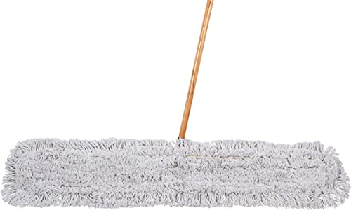 Commercial Dust Mop & Floor Sweeper, 48 in. Dust Mop for Hardwood Floors, Cotton Mop Head, Wooden Broom Handle, Industrial Dry Mop for Floor Cleaning & Janitorial Supplies - size: 48 X 5 Inch