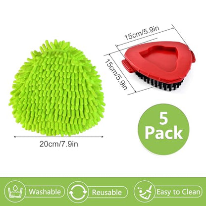 Chenille Mop Heads Replacements for Ocedar, Mop Replace Head for O Cedar Mops, Chenille Duster for O Cedar Easywring 1 Tank Spin Mops Includes 3 Pack Chenilles Pad Refills,2 Scrub Brush - color: Green