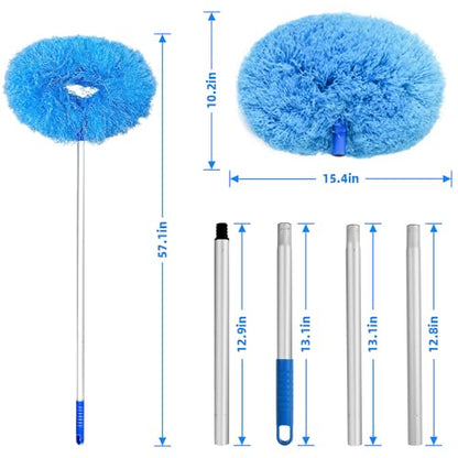 Ceiling Fan Duster Retractable Ceiling Cleaner Reusable Microfiber Ceiling Fan Blade Cleaner Duster with Extension Pole 13 to 50 inch for Furniture Bookshelves Wall Door Blue - style: 1PC Ceiling Fan Duster Kit Blue