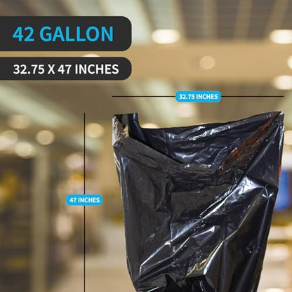 Heavy Duty Contractor Bags, 42 Gallon, 32.75" X 47" - 3 MIL Thick Large Black Industrial Garbage Trashbags (No Ears) for Construction and Commercial use (No Ties) - style: 42 Gal, 3.0 Mil, 45 Count, Black