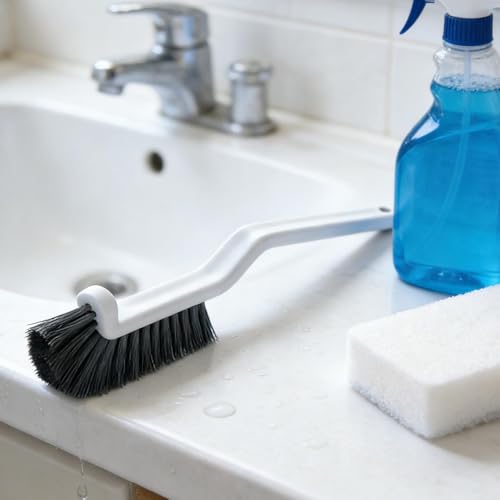 Crevice Cleaning Tool: Stiff Bristle Cleaning Brush, Long Handle Sink | Practical Multipurpose Cleaner for Kitchen, Bathroom, Terrace, Patio, Pool, Garage, L Maintenance