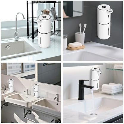 OHIFAST Automatic Foaming Soap Dispenser Touchless, USB Rechargeable Smart Hand Soap Dispenser, 6-Level Adjustable, 12.8oz/380mL Wall Mounted for Bathroom Kitchen Dish Soap-White - color: White, style: Foam