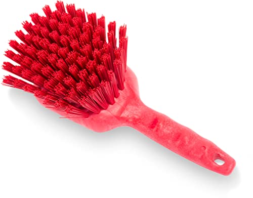 SPARTA 40541EC05 Plastic Scrub Brush, Utility Brush, Kitchen Brush With Hanging Hole For Cleaning, 8 Inches, Red - (Pack of 1) - color: Red