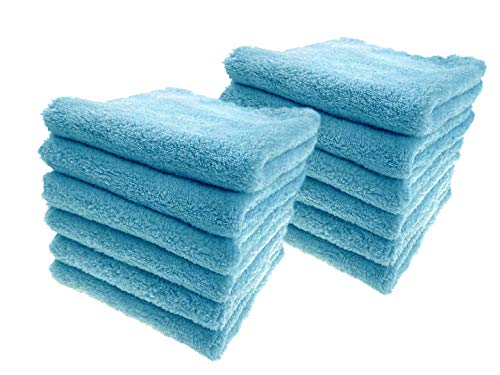 Ultra Soft Edgeless Microfiber Cleaning Towel Pack of 12, All-Purpose Multipurpose Plush 12' x 12' Cleaning Towels, Super Absorbent (Blue) - color: Blue