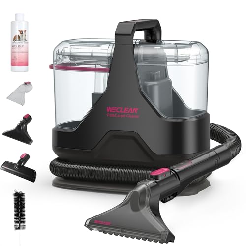 Portable Carpet Cleaner，18kPa Handheld Spot Cleaner for Upholstery and Car Interior，Pet Stain Remover with 500ml Tank，Lightweight for Sofa，Couch，Stairs，Mattress，Black and Pink - color: Blackpink