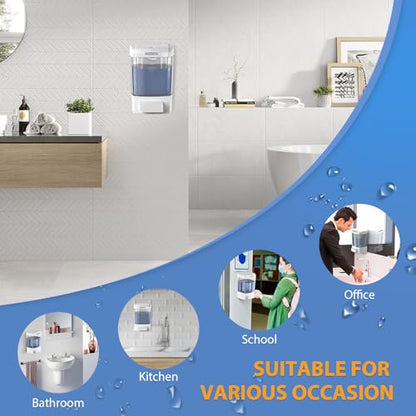 Manual Soap Dispenser, 23.7oz/700ml Wall Mount Soap Dispenser, Large Capacity Kitchen Bathroom Hand Soap Pump, Commercial Refillable Shampoo Shower Gel Lotion Dispenser, White - color: White 700ml