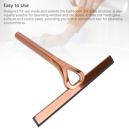 Shower Squeegee for Glass Doors, Stainless Steel and Silicone Shower Squeegee with Hook for Bathroom Mirrors and Window (Antique Brass) - size: Antique Brass