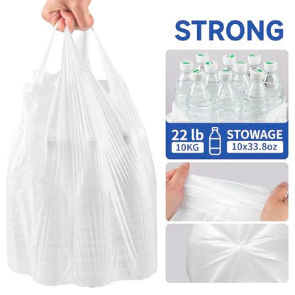 Small Trash Bags with Handles - Ocean Plastic Upcycling - Plastic Garbage Bags, Can Bin & Waste Basket Liner for Kitchen, Bathroom, Office and Pets,5 Gallon 50 Count White - color: 5Gal White, size: 1 ROLL