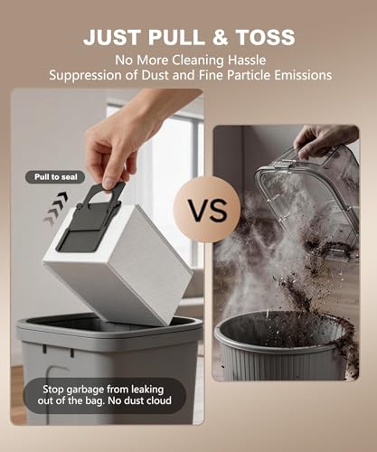 Touchless Vacuum Automatic Dustpan, Bagged Design with Replaceable Dust Bags, Up to 3-Month No Cleaning, 26,000Pa Powerful Suction, One-Touch Auto & Manual Mode for Pet Hair Kitchen & Salon - color: White