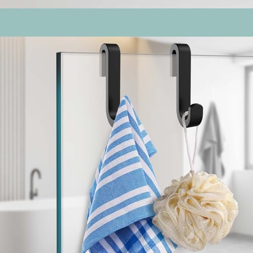 Loofah Sponge Hooks Shower Loofah Holder Organizer Non Slip Rubber Shower Door Hooks Towel Hooks Over The Door Shower Hook for Frameless Bathtub Shower Door Sliding Glass Bath Panel