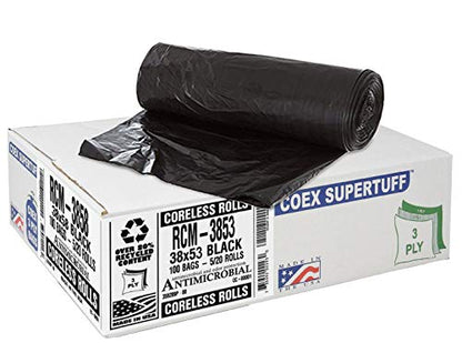 Aluf Plastics 44 Gallon 1.5 MIL (eq) Black Heavy Duty Trash Bags - 38" x 53" - Pack of 100 - For Construction, Industrial, Outdoor, Commercial - style: 44 Gal, 1.25 Mil Equiv, 100 Count