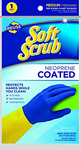 Soft Scrub Neoprene Coated, Reusable Latex Household Glove - size: Small