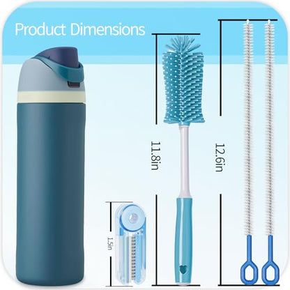 4 Pack Water Bottle Cleaner Brush Set - Silicone Bottle Brush 12.6" Heavy Duty Straw Cleaner Brush, 4 in 1 Multipurpose Cup Cleaner Kit - size: Large
